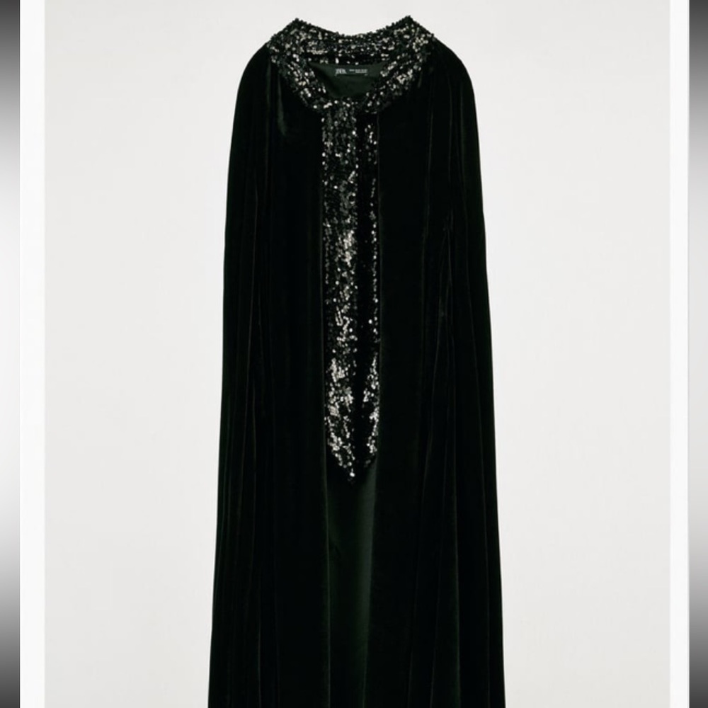 Zara Long Velvet Sequin Cape